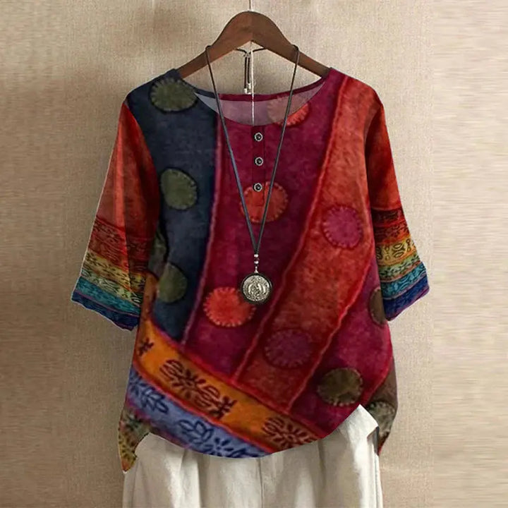 Bella | Women Floral Print Button Detail Loose Fit Top Luvy Boutique
