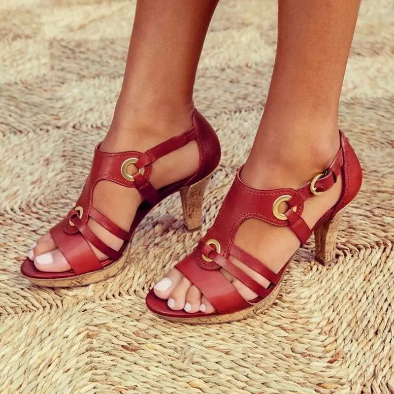Ella | Womens Vintage Strap Heeled Sandals Luvy Boutique
