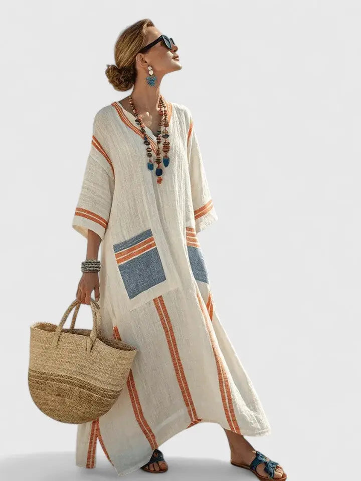 Catherine | Women’s V Neck Loose Maxi Dress Luvy Boutique
