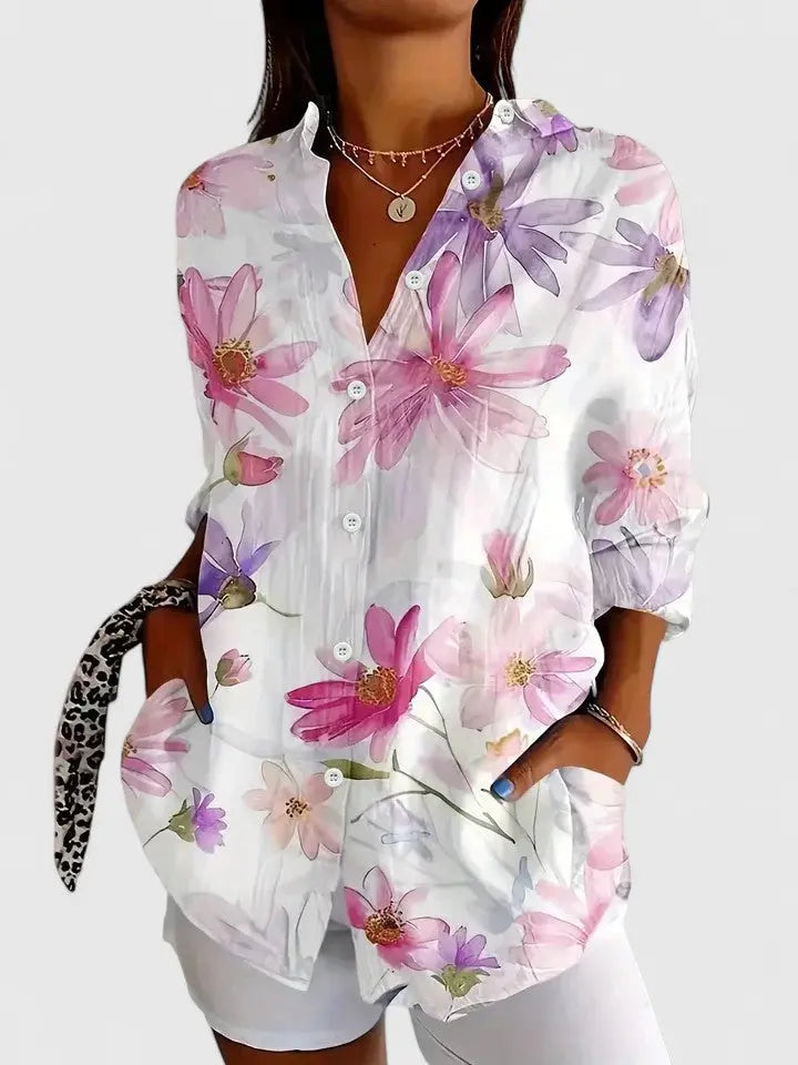 Eleanor | Womens Colorful Floral Button Shirt Luvy Boutique