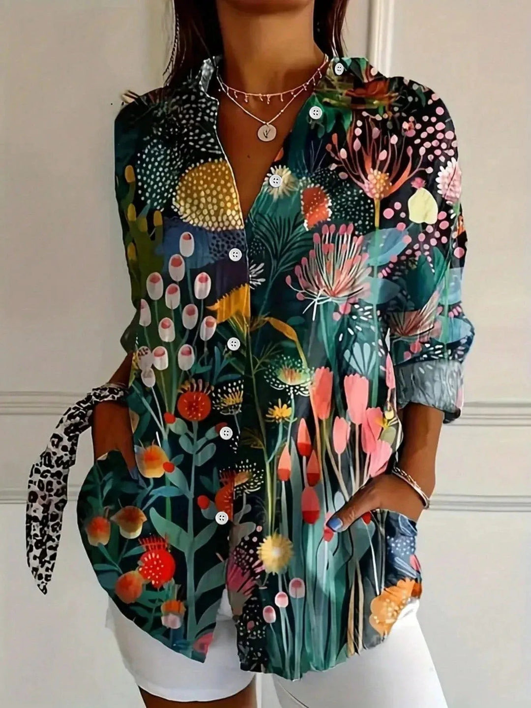 Ava | Womens Colorful Floral Button Up Shirt Luvy Boutique