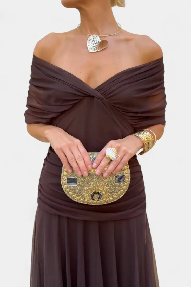 Blair | Women Off Shoulder Ruched Maxi Dress Luvy Boutique