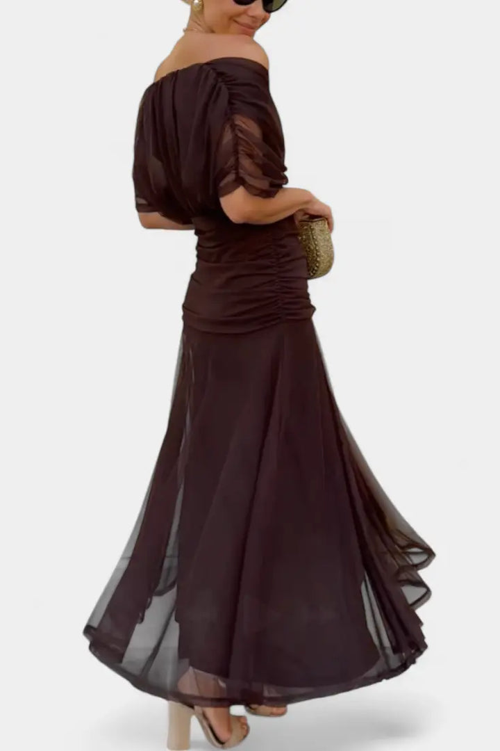 Blair | Women Off Shoulder Ruched Maxi Dress Luvy Boutique