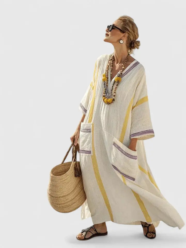 Catherine | Women’s V Neck Loose Maxi Dress Luvy Boutique
