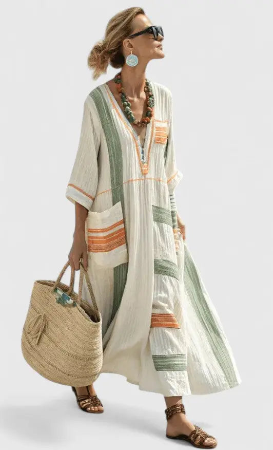 Catherine | Women’s V Neck Loose Maxi Dress Luvy Boutique