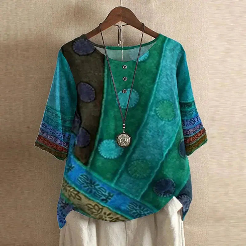 Bella | Women Floral Print Button Detail Loose Fit Top Luvy Boutique
