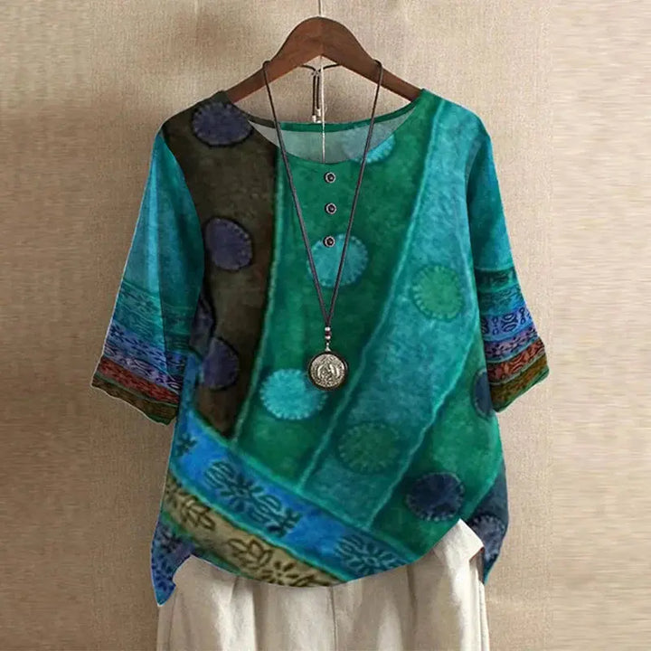 Bella | Women Floral Print Button Detail Loose Fit Top Luvy Boutique