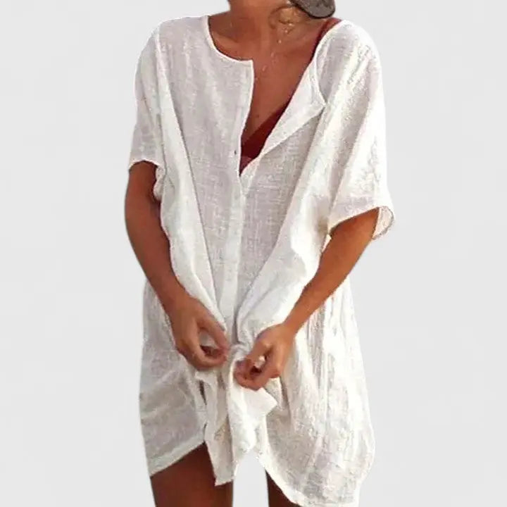 Grace | Women’s Loose Short Sleeve Tunic Dress Luvy Boutique