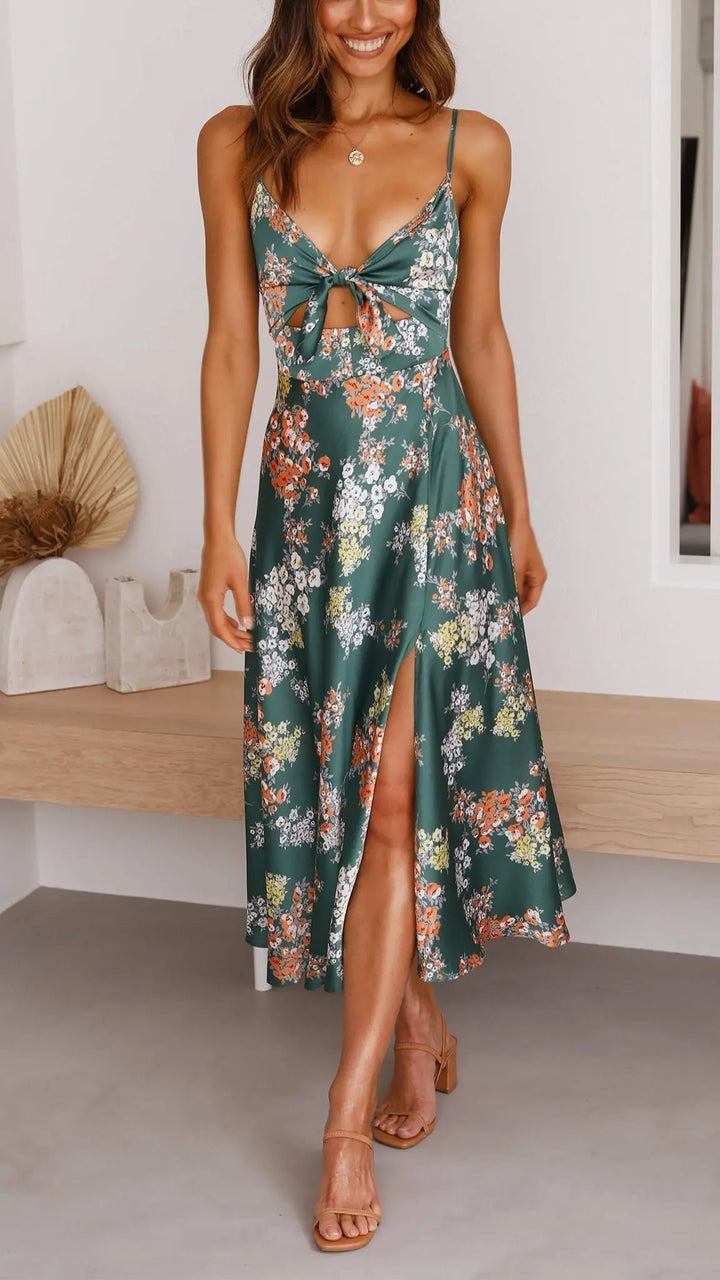Eleanor | Floral Tie-Front Maxi Dress Luvy Boutique