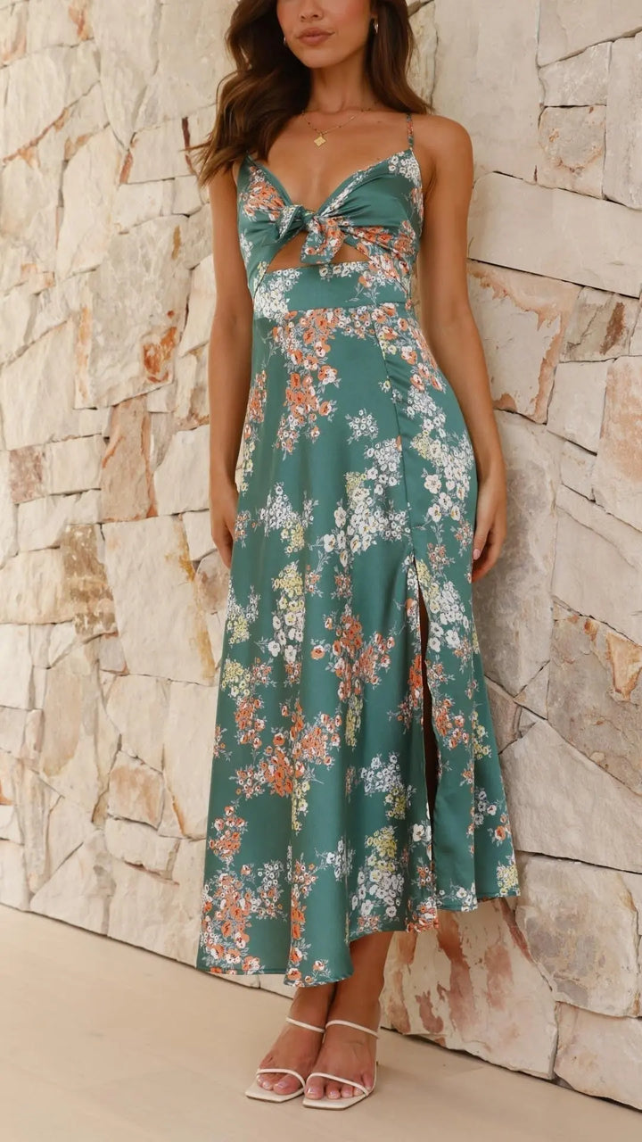 Eleanor | Floral Tie-Front Maxi Dress Luvy Boutique