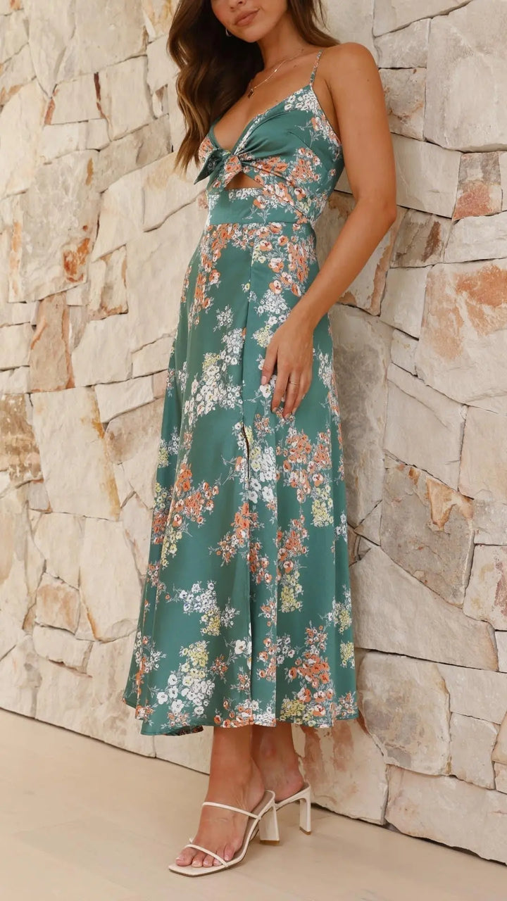 Eleanor | Floral Tie-Front Maxi Dress Luvy Boutique