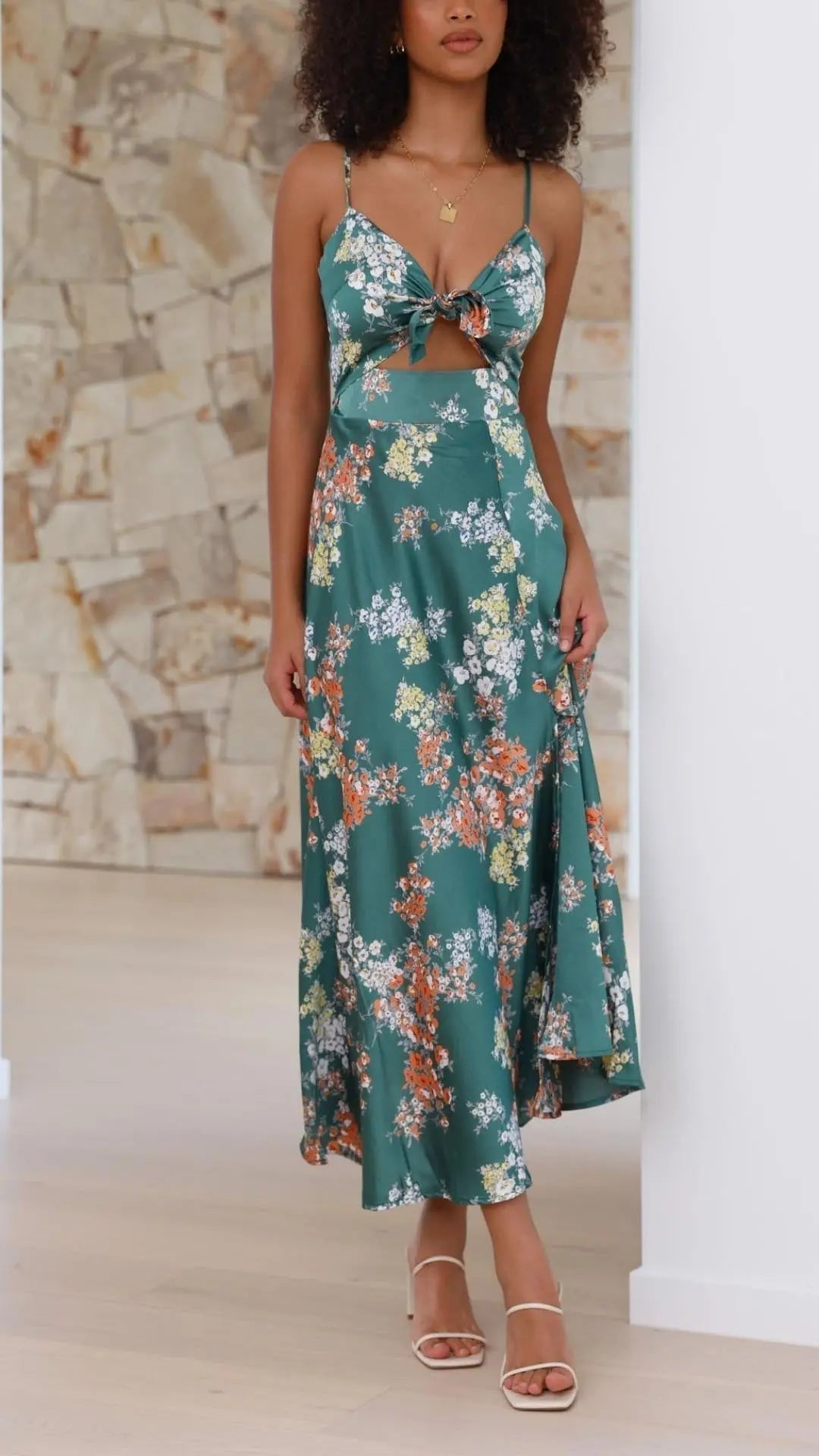 Eleanor | Floral Tie-Front Maxi Dress Luvy Boutique