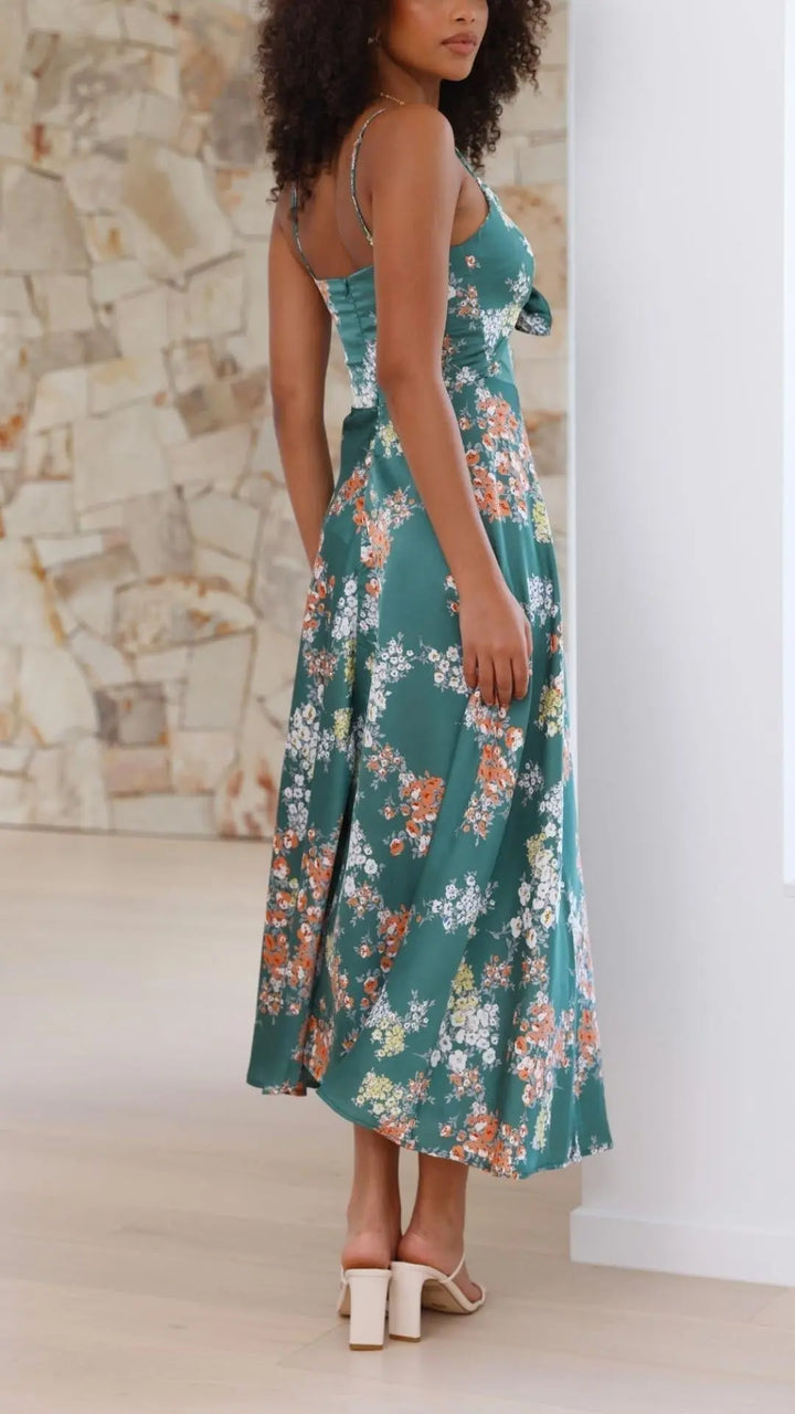 Eleanor | Floral Tie-Front Maxi Dress Luvy Boutique