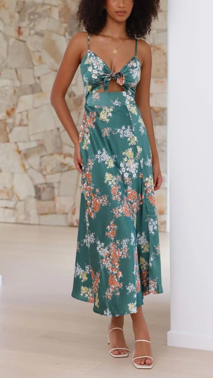 Eleanor | Floral Tie-Front Maxi Dress Luvy Boutique