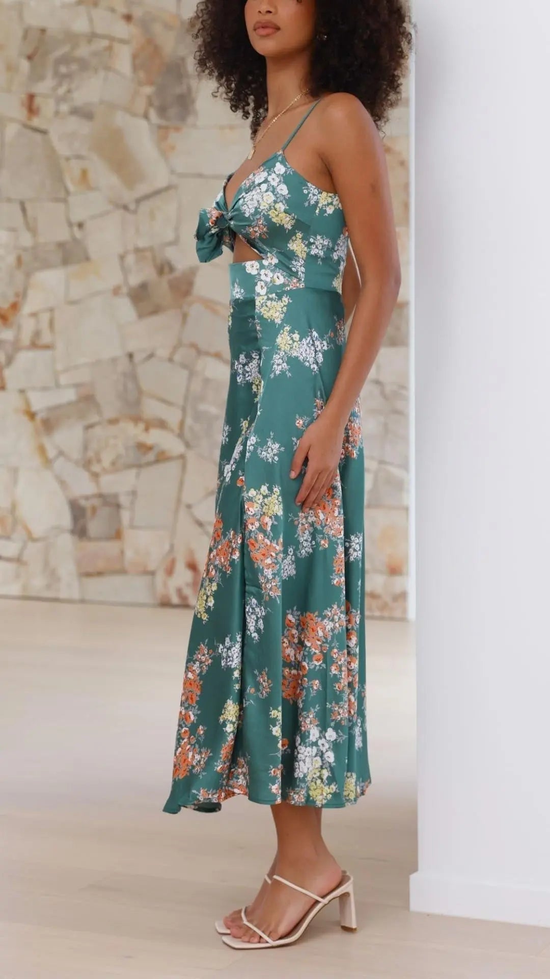 Eleanor | Floral Tie-Front Maxi Dress Luvy Boutique