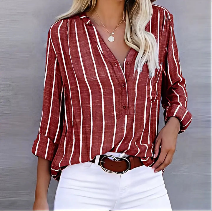 Ashley | Relaxed Fit Striped Button-Down Shirt Luvy Boutique
