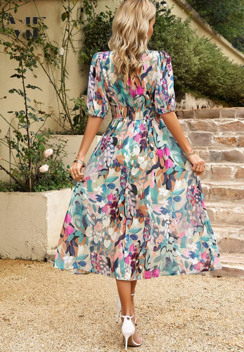 Gabriella | Women’s Floral Print Midi Dress Luvy Boutique