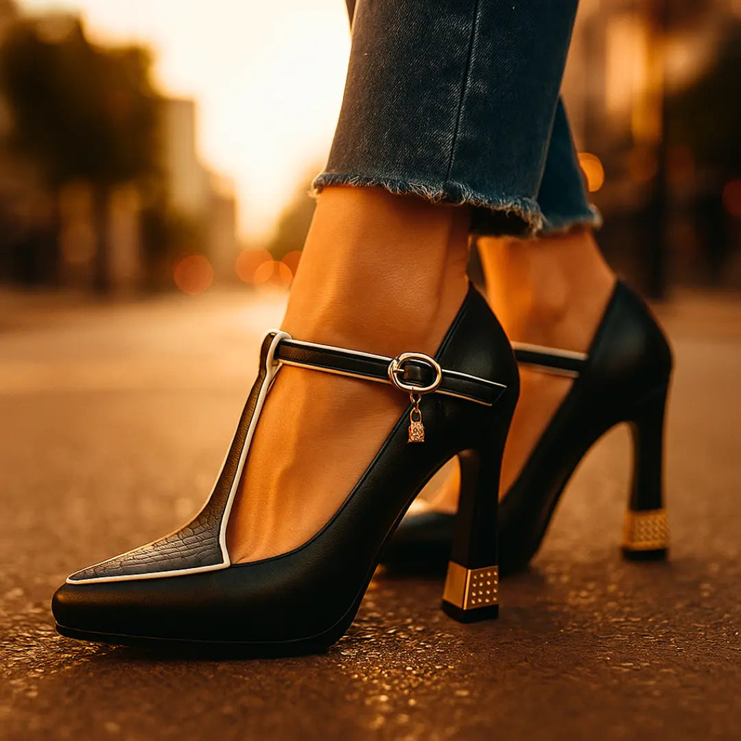 Amelia | Women’s Elegant T-Strap High Heel Pumps Luvy Boutique