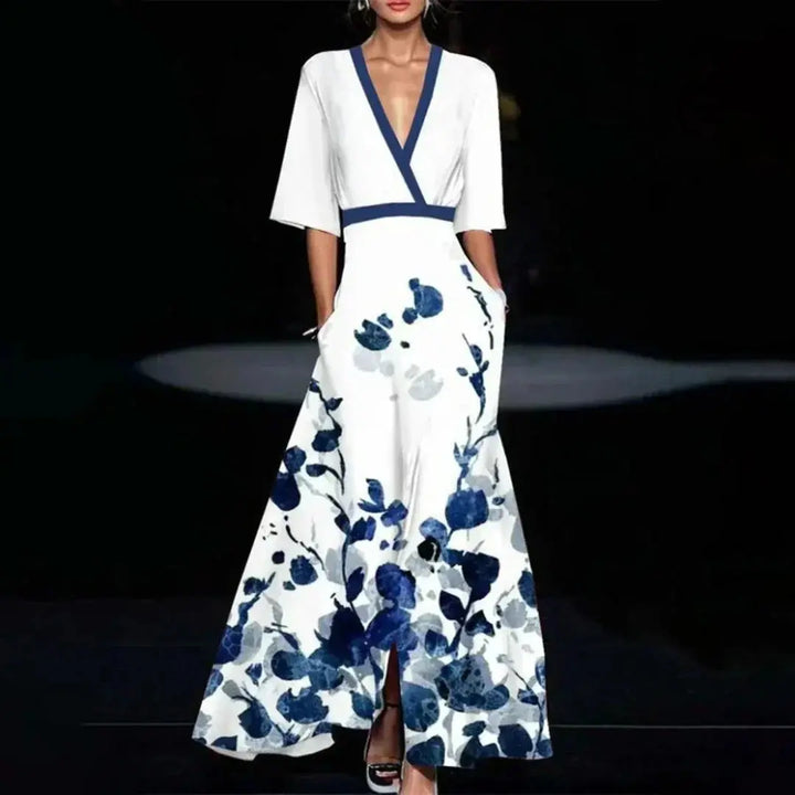 Jamie | Stylish V-Neck Floral Maxi Dress Luvy Boutique