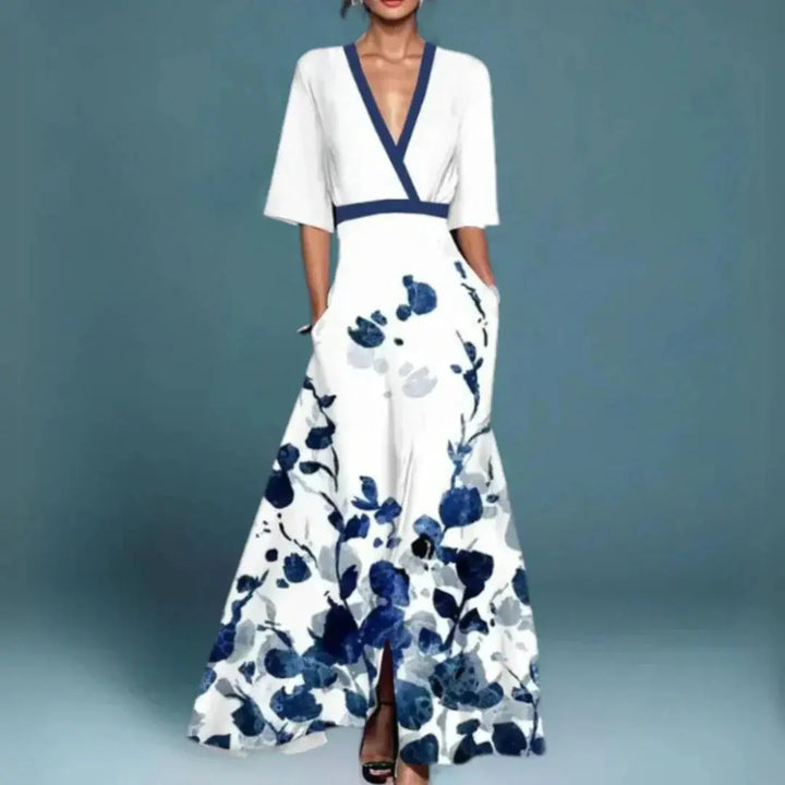 Jamie | Stylish V-Neck Floral Maxi Dress Luvy Boutique