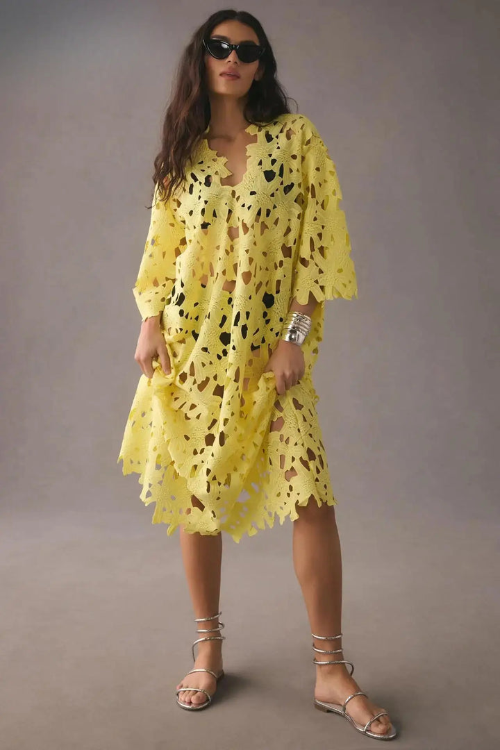 Kylie | Stylish Laser-Cut A-Line Dress Luvy Boutique