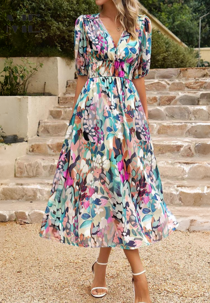 Gabriella | Women’s Floral Print Midi Dress Luvy Boutique