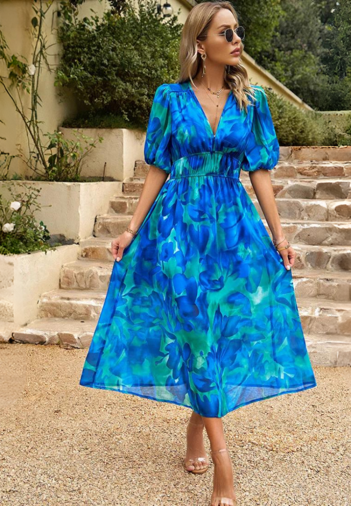 Gabriella | Women’s Floral Print Midi Dress Luvy Boutique