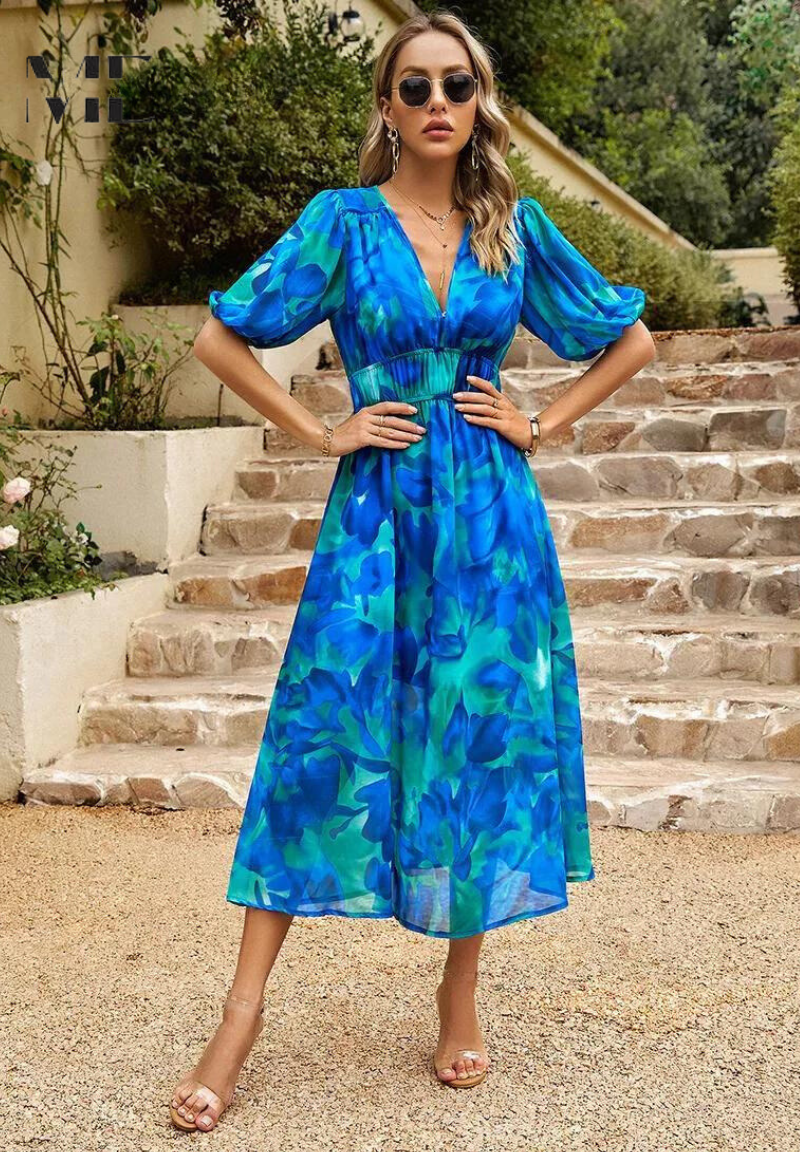 Gabriella | Women’s Floral Print Midi Dress Luvy Boutique