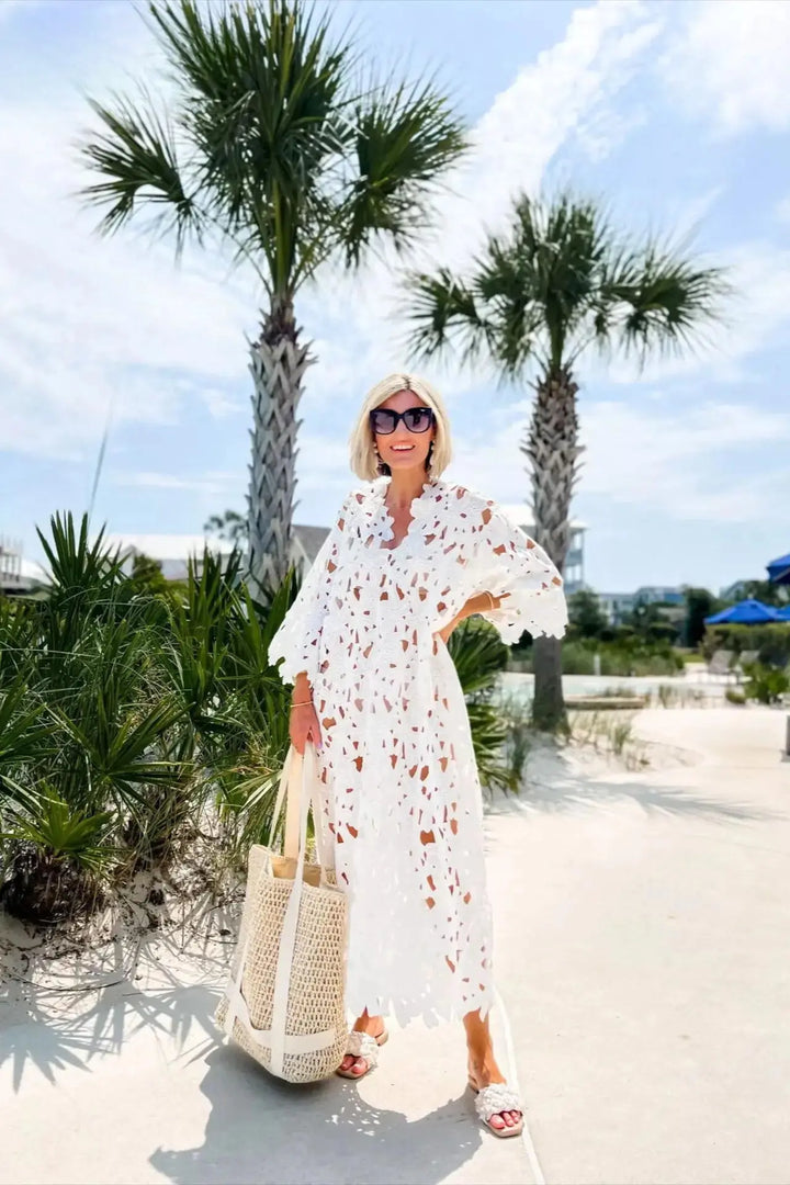 Kylie | Stylish Laser-Cut A-Line Dress Luvy Boutique