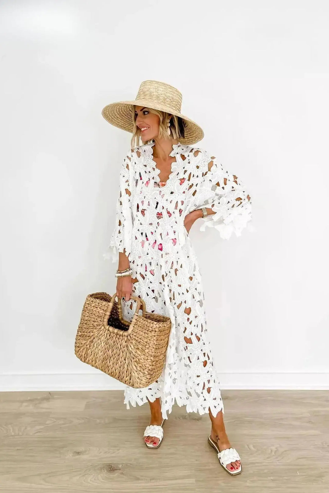 Kylie | Stylish Laser-Cut A-Line Dress Luvy Boutique
