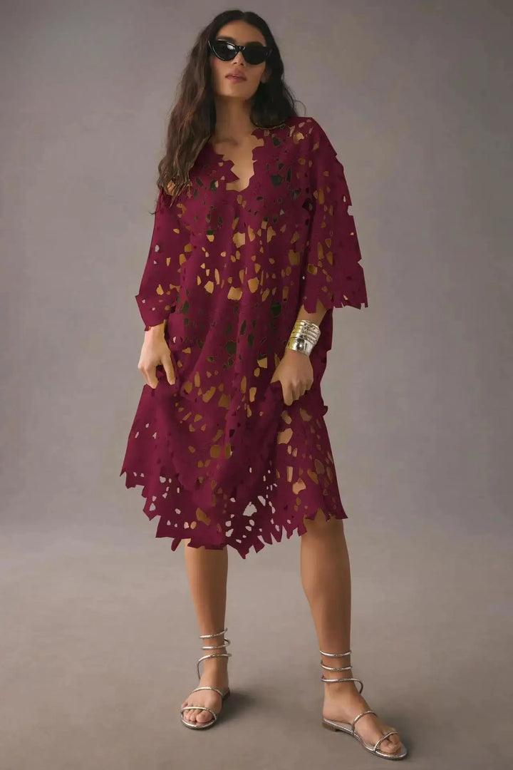 Kylie | Stylish Laser-Cut A-Line Dress Luvy Boutique