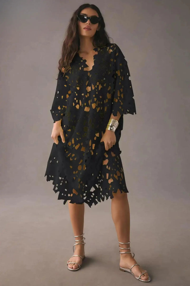 Kylie | Stylish Laser-Cut A-Line Dress Luvy Boutique