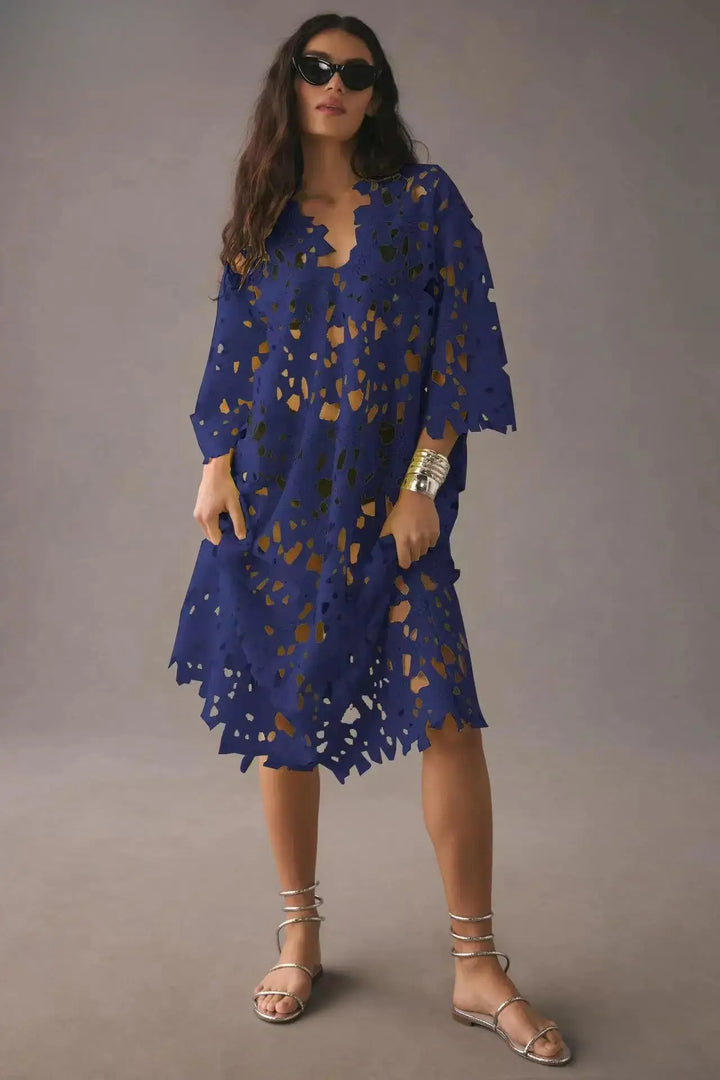 Kylie | Stylish Laser-Cut A-Line Dress Luvy Boutique
