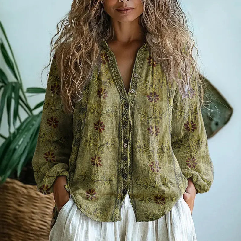 Ava | Women Floral Print Long Sleeve Top Luvy Boutique