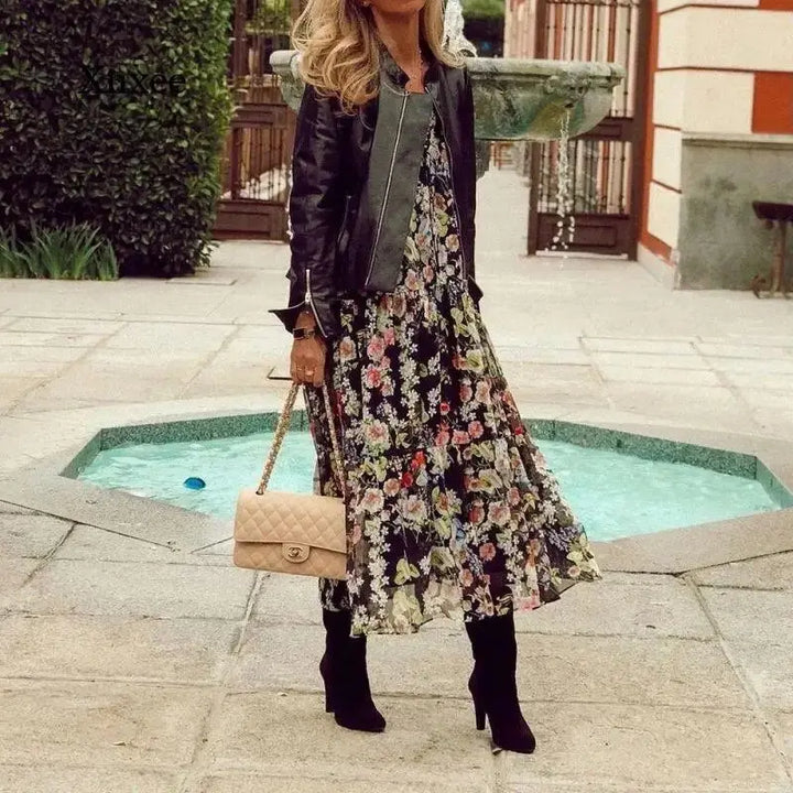 Liana | Stylish Floral V-Neck Maxi Dress Luvy Boutique