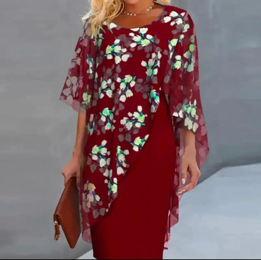 Margie | Floral Sheer Capelet Dress Luvy Boutique