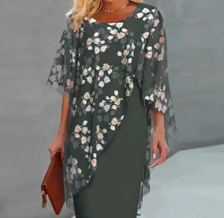 Margie | Floral Sheer Capelet Dress Luvy Boutique
