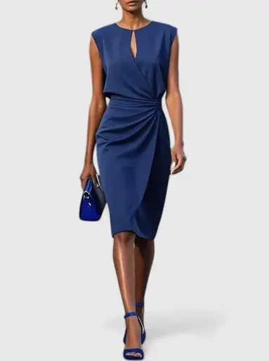 Alice | Womens Sleeveless Ruched Midi Dress Luvy Boutique