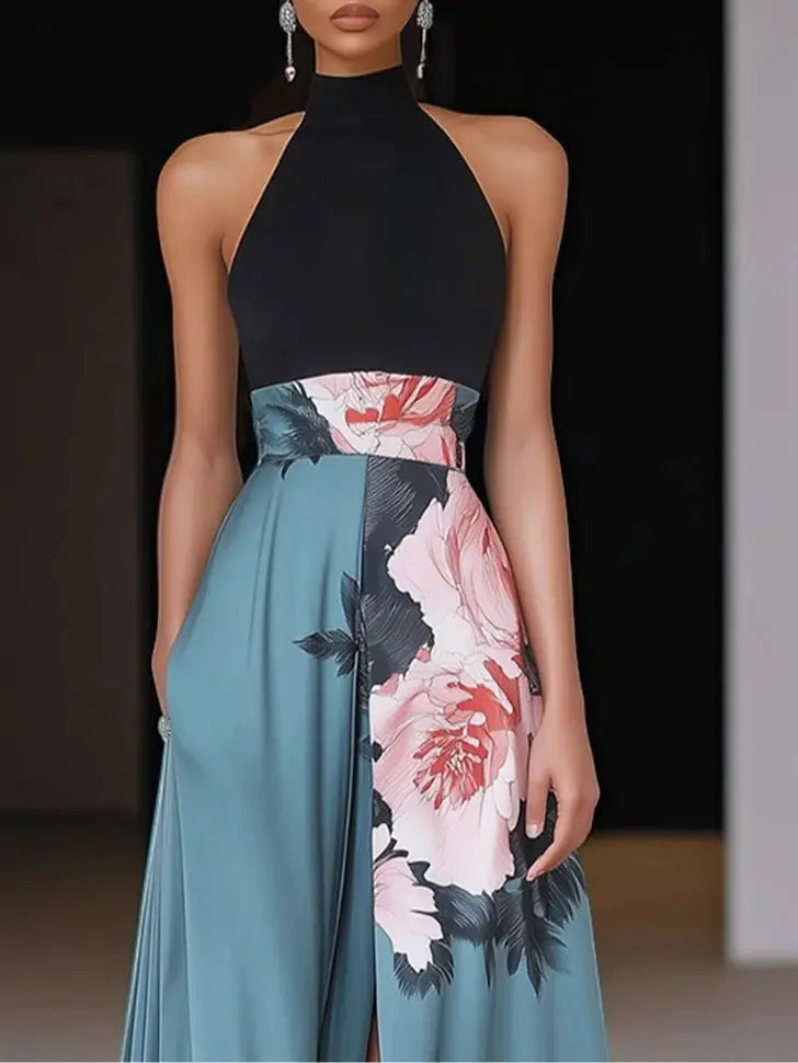 Taylor | Women’s Halter Neck Floral Print Maxi Dress Luvy Boutique