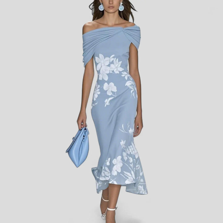 Addison| | Women’s Floral Off Shoulder Midi Dress Luvy Boutique