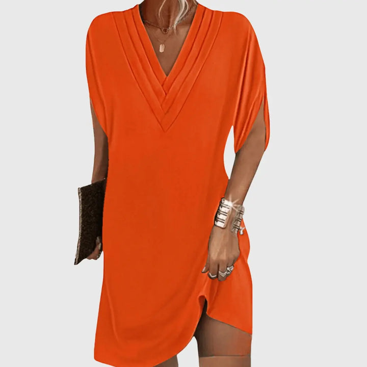 Jenna | Women’s Elegant Tummy-Hiding V-Neck Relaxed Fit Dress Luvy Boutique
