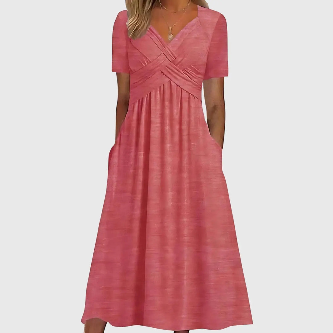 Alice | Women’s Elegant V-Neck Flowing Midi Dress Luvy Boutique
