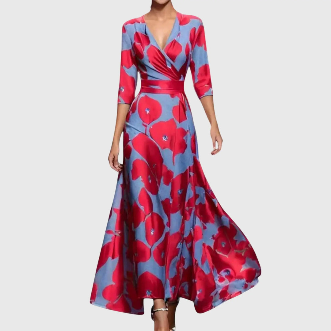 Brooklyn | Women Floral V Neck Maxi Dress Luvy Boutique