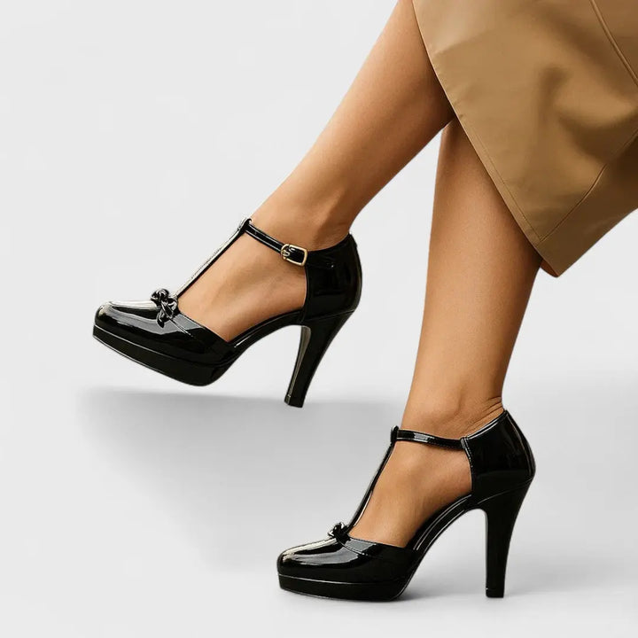 Bianca | Women Bow Accent T Strap Heels Luvy Boutique