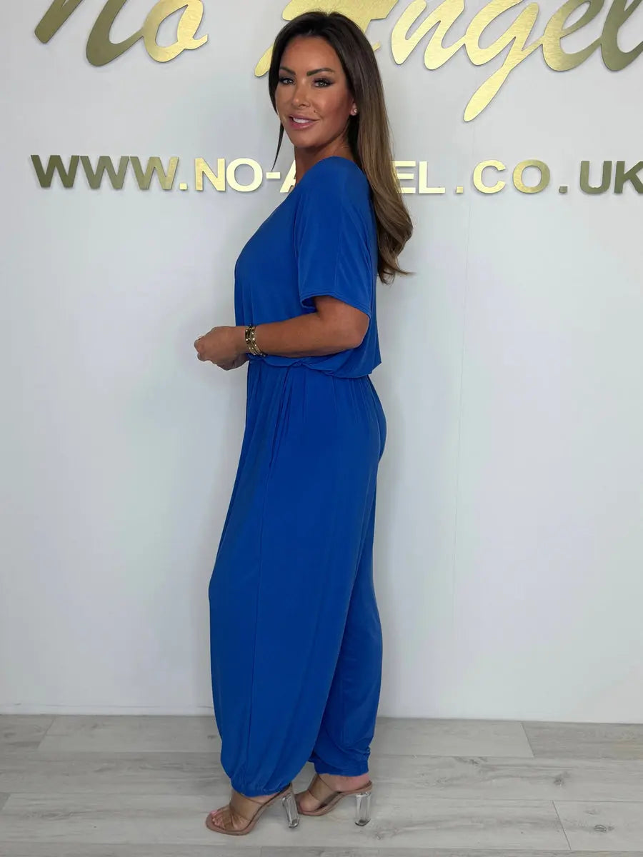 2025 Cotton jumpsuit with V-neck and tie belt Luvy Boutique
