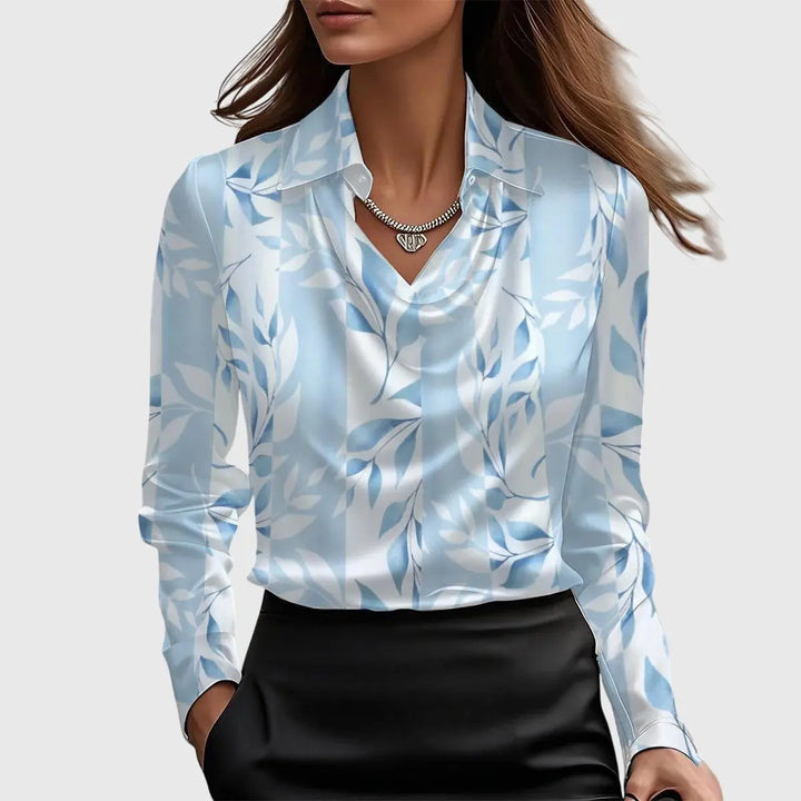 Chloe | Women’s Long Sleeve Draped Collar Blouse Luvy Boutique