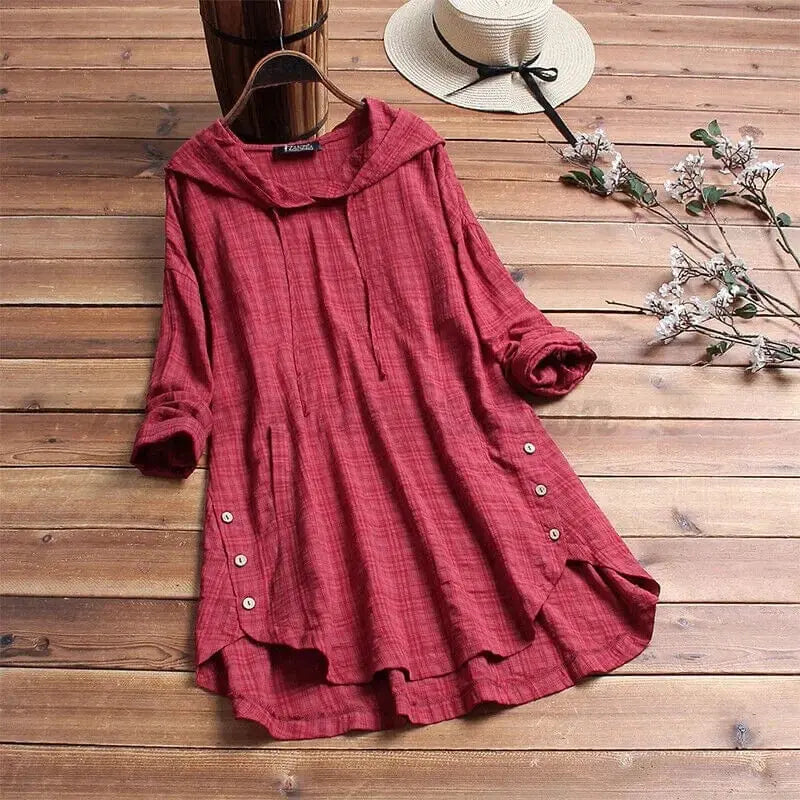 Eliana | Stylish Hooded Button-Down Dress Luvy Boutique