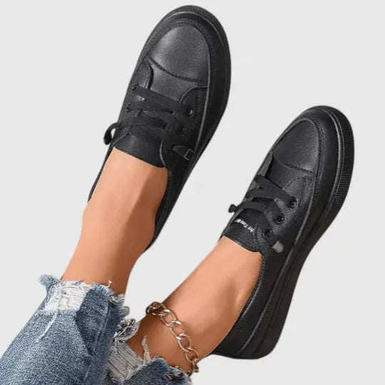 Brooklyn | Women’s Classic White Lace-Up Casual Sneakers Luvy Boutique