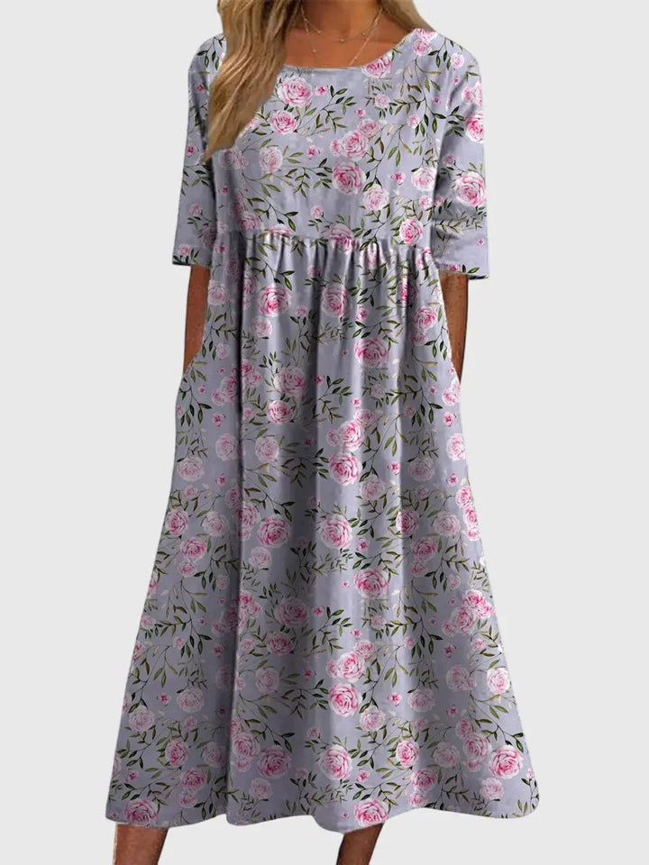 Alyssa | Women’s Floral Print Relaxed Midi Dress Luvy Boutique