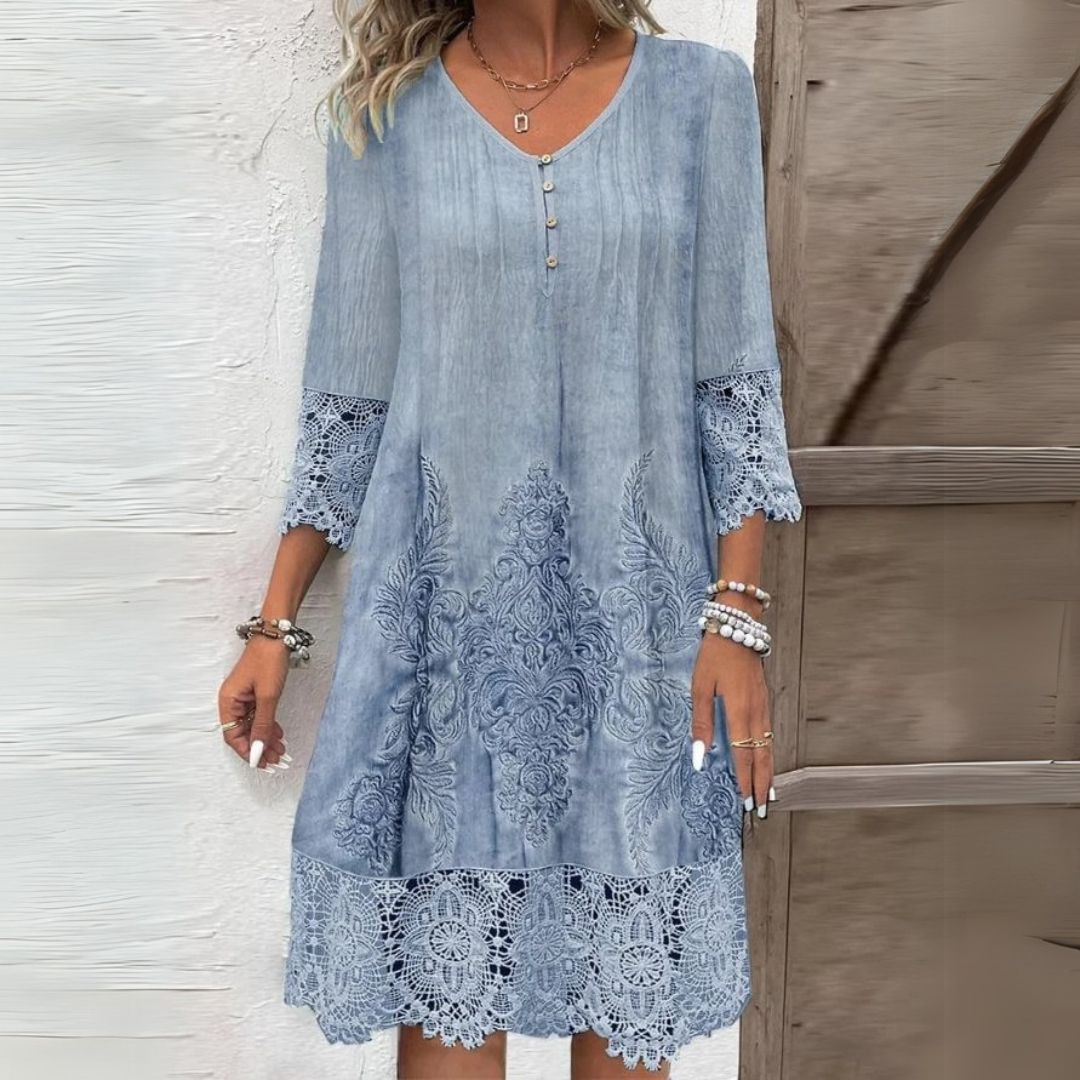 Emily | Women’s Three Quarter Sleeve Mini Dress Luvy Boutique